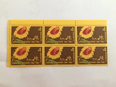 US 1961 USA Scott# 1183 Sunflower Pioneer Couple Stockade Block 6 MNH - Image 1 of 2