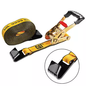 Cat 1 Piece 2 Inch x 27 Feet Heavy Duty Ratchet Tie Down with Flat Hook - Picture 1 of 4