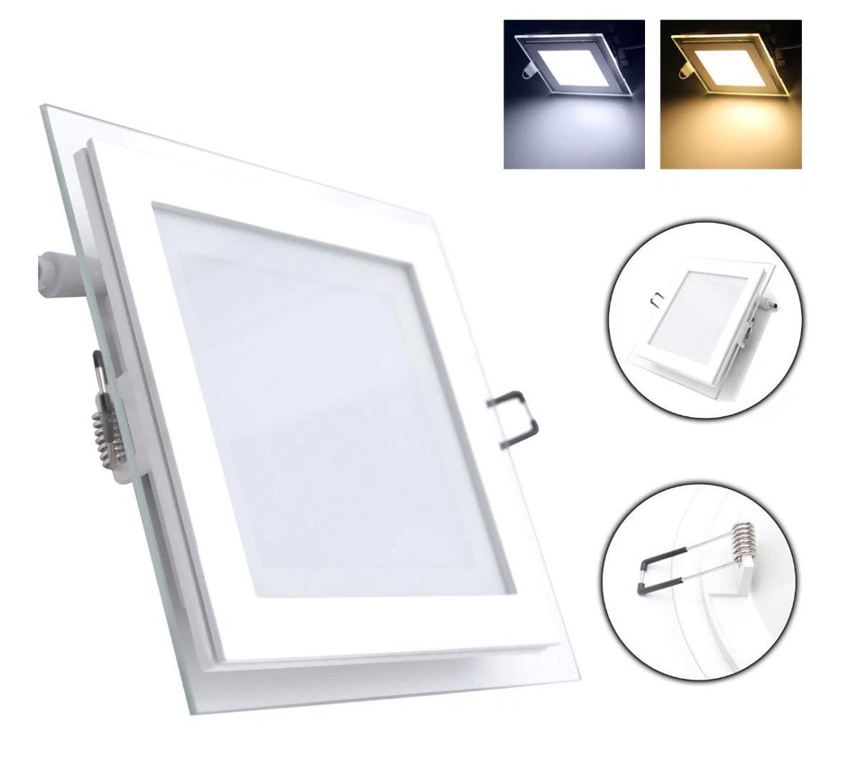 Faretto Da Incasso Vetro LED Quadrato da 6 9 12 18 20 24W Lampada Faro Soffitto - Immagine 1 di 4