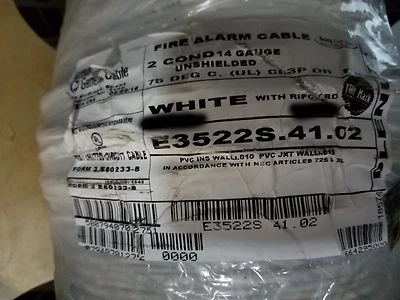 Carol E3522S 14/2C Solid Plenum Fire Alarm/Communication Cable White /100ft - Image 1 of 4