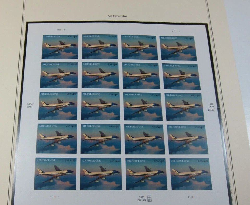 2007 Presidental Air Force One U.S Stamp Pane (20 stamps) Mint Never Hinged - Image 1 of 1
