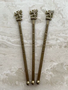 Brown Palace Hotel Denver Co Embossed Swizzle Sticks Set of 3 Vtg - Picture 1 of 3