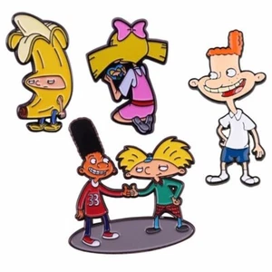 Hey Arnold Cartoon Gerald Helga Characters Enamel Nickelodeon 90s Metal Pin - Picture 1 of 5