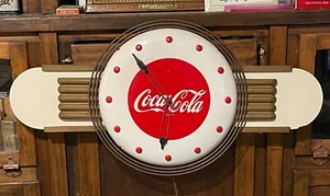 Vintage 1940's Coca Cola Art Deco Style Coke Diner Clock 36" - Picture 1 of 18