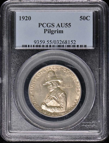 PILGRIM 1920 50C Silver Commemorative PCGS AU55 Cover