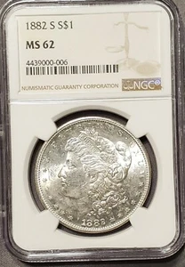 1882 S MORGAN DOLLAR MS62 NGC - Bild 1 von 3