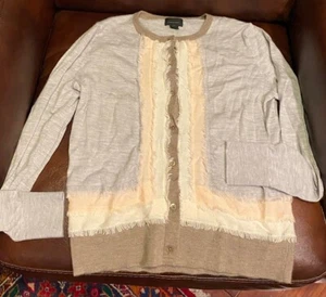 J. CREW Collection Cashmere Twin Sweater Set Tank Cardigan Taupe Peach Ivory M - Picture 1 of 3