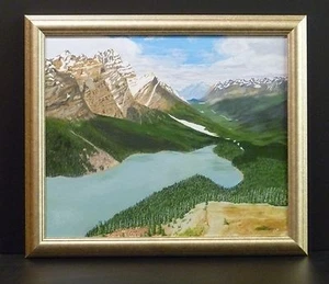 Snow Capped Mountains Canada Landscape EAR 24x20 Orginal Oil Painting Art Framed - Picture 1 of 9