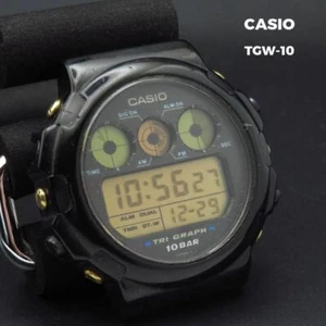 Orologio Casio TGW-10 Modello 827 Casio TRI Grafico Vintage Quadrante Bianco Nero 100M - Foto 1 di 5