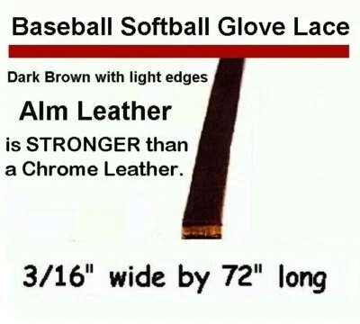 WOOD-N-STUFF.COM Baseball Softball Glove Repair Leather lace 1 - 3/16"x72" DARK Brown Alm STRONG