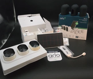 Arlo Pro 4 Wire-free Spotlight Camera Security bundle 3 Cameras 2k HDR Video - Picture 1 of 11