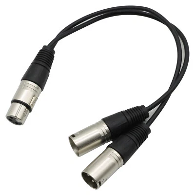 3Pin XLR Female Jack To Dual 2 Male Plug Y Splitter Cable Adapter Microphone USA - Image 1 of 4