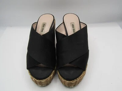 Miu Miu Roccia Crisscross Wedge Sandal Size 37 - Image 1 of 4
