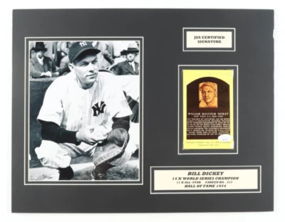 Bill Dickey Signed (JSA COA) Yankees 14x18 Custom Matted Hall of Fame Post Card - Image 1 of 4