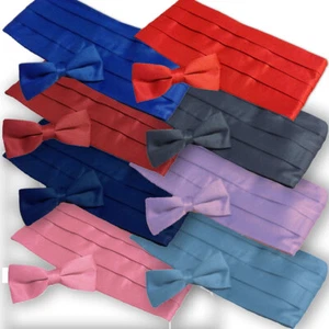 Solid Color Adult Bow Tie & Cummerbund Set - Picture 1 of 7