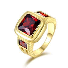 Classic Bridal Size 12 Garnet 18K Gold Filled Fashion Anniversary Ring For Men's