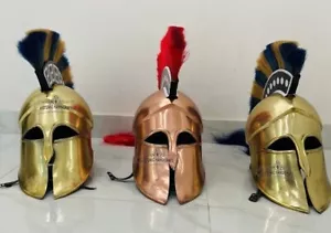Set of 3 Spartan Corinthians Medieval Helmet 20 Gauge Steel Spartan Helmet LARP - Picture 1 of 5