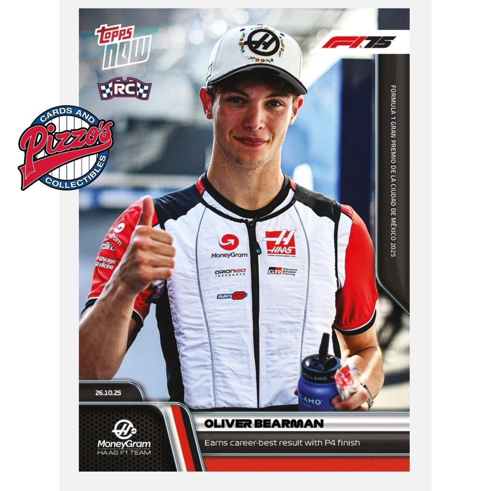 Oliver Bearman RC Mejor Acabado F1 P4 2025 Fórmula 1 Topps AHORA Tarjeta 73 Preventa Foto 1 de 1