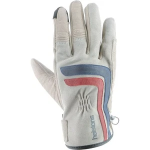 Helstons Jeff 4Ways Summer Motorcycle Leather Gloves Beige / Blue / Red - Picture 1 of 1