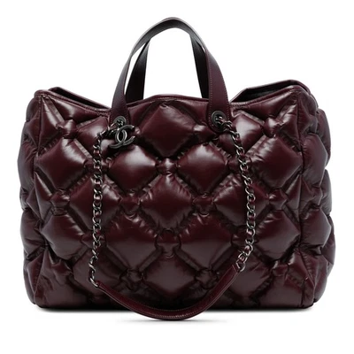 Bolso de Compras Chanel Grande Acolchado Cuero Chesterfield Autenticado Rojo Foto 1 de 4