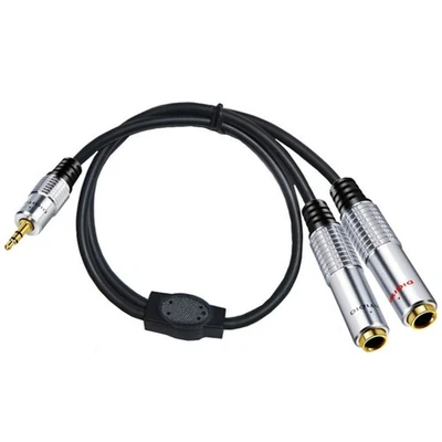 3.5mm Male Plug to 2x6.35mm Female Jack Adapter Y Splitter Cable 50cm - Image 1 of 4