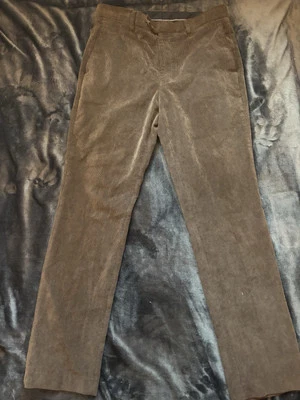 Louis Raphael Pantalones Para Hombre x30 Vestido Pana Marrón Frente Plano Algodón Foto 1 de 4