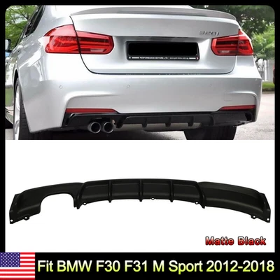 Rear Bumper Diffuser Lip For 2012-2018 BMW 3 Series F30 F31 M Sport Matte Black - Image 1 of 4