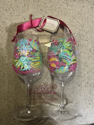 Set of 2 Lilly Pulitzer Acrylic Wine Glasses NWT - Image 1 of 4