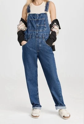 Mono de mezclilla Free People We The Free Ziggy talla M pierna recta azul clásico usado en excelente estado Foto 1 de 4