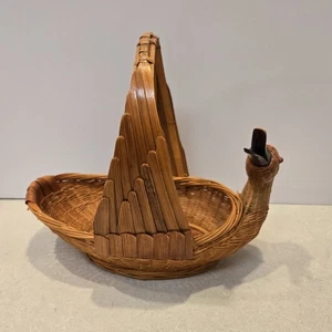 Vintage Korb/Pflanzgeflecht Rattan Entenform 10"  - Bild 1 von 8