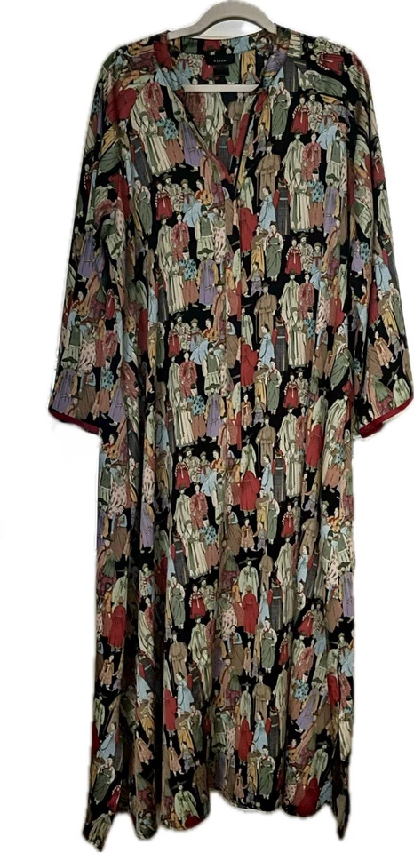 Natori Dynasty Women's Satin Half Zip Kaftan Nightgown with Pockets XL - Image 1 of 1