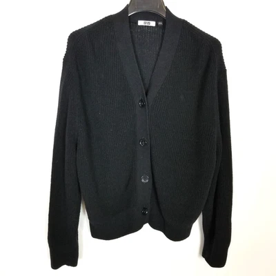 Cárdigan suéter con botones de lino de algodón para mujer Uniqlo talla L negro cuello en V Foto 1 de 4
