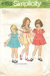 Uncut Vintage 1973 Simplicity Sewing Pattern # 6183 Child's Dress Size: 6 - Picture 1 of 2