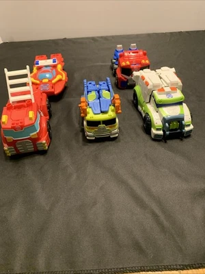 Lot Of 5 Transformers Rescue Bots Salvage Garbage Truck,heat Wave And Others - Image 1 of 4