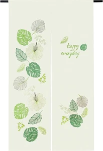 Japanese-style long blackout door curtain, 85cm wide and 150cm long green leaves - Picture 1 of 7