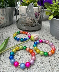 Pulsera de cuentas Miracle Beads Polaris hecha a mano Rainbow 14 mm cuentas 3D coloridas - Imagen 1 de 6