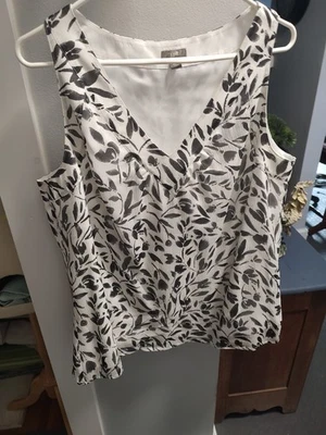 J.Jill Top Silk Sleeveless Black & White.   The Everything Top- Layering - Image 1 of 4