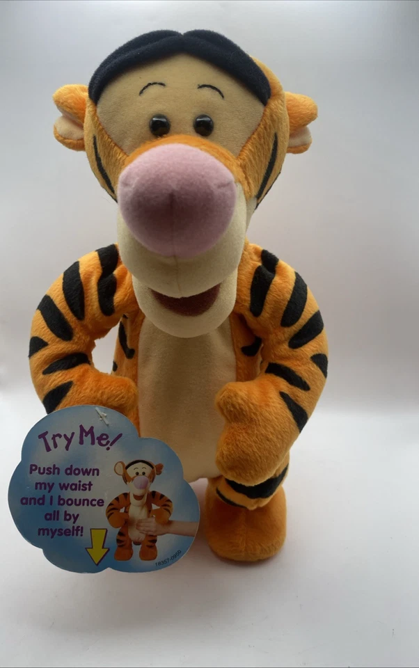 Vintage 1998 Disney Tigger Talking Bouncing Jumping 12" Plush Toy Doll with Tags - Image 1 of 4