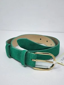 Linea Pelle Emerald Green Suede Leather Belt Womens Small Gold Metal Buckle - Picture 1 of 4