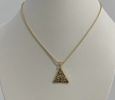 Yellow Gold Filled Triangle Eye Pendant And Chain Necklace Ft CZ Stone - Image 1 of 4