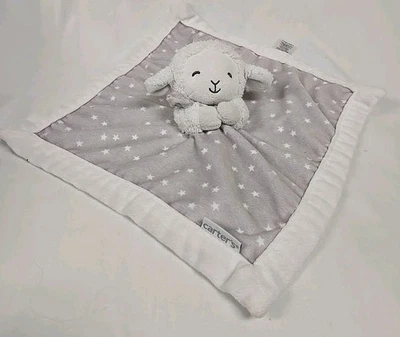 Carters Blanco Cordero Oveja Peluche Lovey Bebé Manta de Seguridad Estrellas Gris 12" Foto 1 de 4