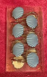 Coastal Blue Seashell Set Of 12 Shower Curtain Hooks NEW! - Picture 1 of 4