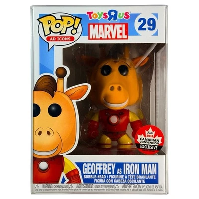 Funko Pop Geoffrey como Iron Man 2018 Convención de Canadá Exclusivo Anuncio Iconos Abovedados Foto 1 de 4