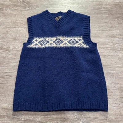 Chaleco Suéter Abercrombie Fitch Juvenil Medio Azul Shetland 100% Lana Años 90 Argyle Foto 1 de 4