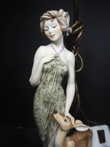 Capodimonte Florence Giuseppe Armani Lady with Deer Table Lamp BOXED - Picture 1 of 17