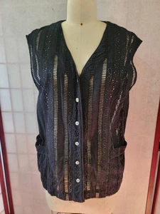 Anthropologie Damson Madder Mari Trägertop Gr. 14 schwarz Ösenknöpfe EXC - Bild 1 von 11