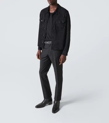 Mens Black Pure Suede Leather Trucker Bomber jacket Custom S M L XL 2XL 3XL - Image 1 of 4