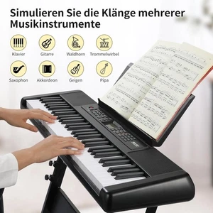 Teclado Digital 61 Teclas Piano Eléctrico Piano 300 Sonidos Ritmos Aprendizaje Función LCD - Imagen 1 de 8