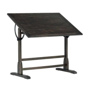 Studio Designs Vintage 42 in. W Distressed Black Solid Wood Drawing Writing Desk - Picture 1 of 10