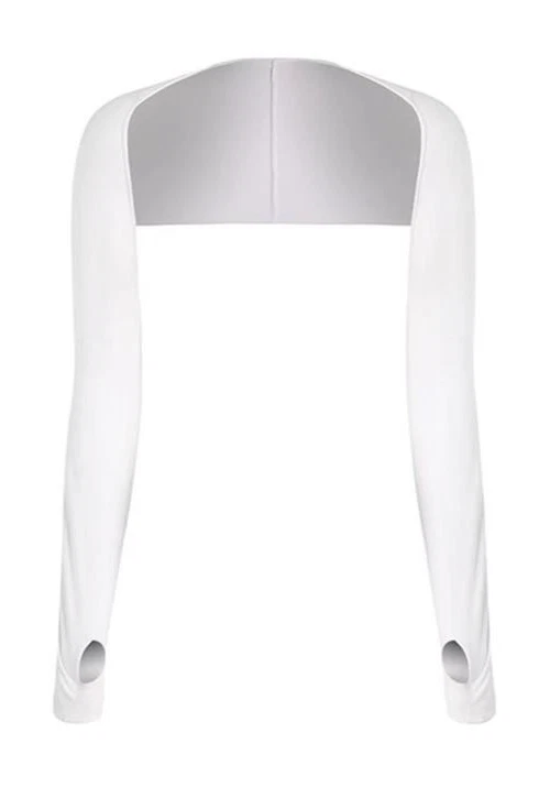 Top manga larga yoga danza ballet encogido de hombros con agujeros para el pulgar - negro azul verde Foto 1 de 1